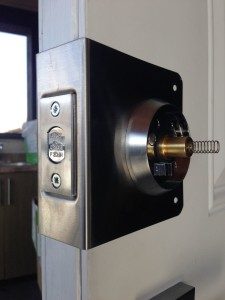 Abloy Deadbolt Vancouver Special inside view with T-Turn / Door Reinforcer
