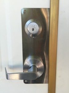Abloy Deadbolt Vancouver Special front view with Door Reinforcer