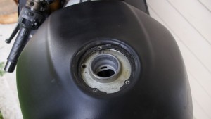 2003 Kawasaki Ninja Motorcycle Gas cap must be picked open to remove.